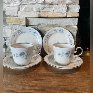 Tea Cups Saucers And Dessert Bread Plates Johann Haviland Blue Garland Vintage